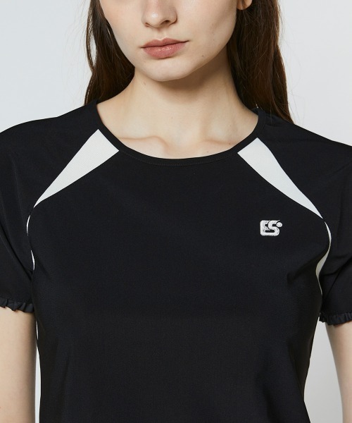 ESSENTIAL(エッセンシャル)の「トリコットフリルトップス(Tシャツ/カットソー・レディース・カーキ/ブラック・36/38)」の6枚目の写真