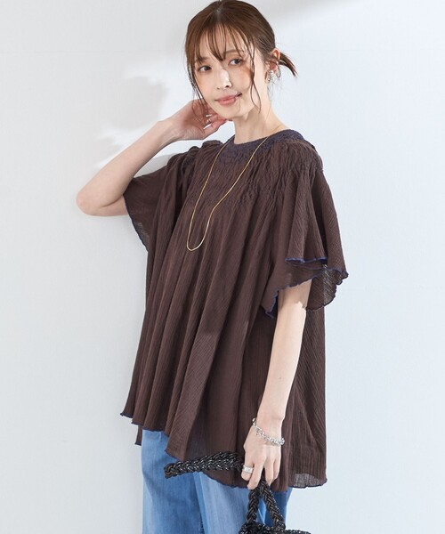 SHIPS Colors(シップス カラーズ)の「SHIPS Colors:〈手洗い可能〉楊柳 エンブロイダリー ブラウス◇(シャツ/ブラウス・レディース・ブラウン/オフホワイト・ONE SIZE)」の17枚目の写真
