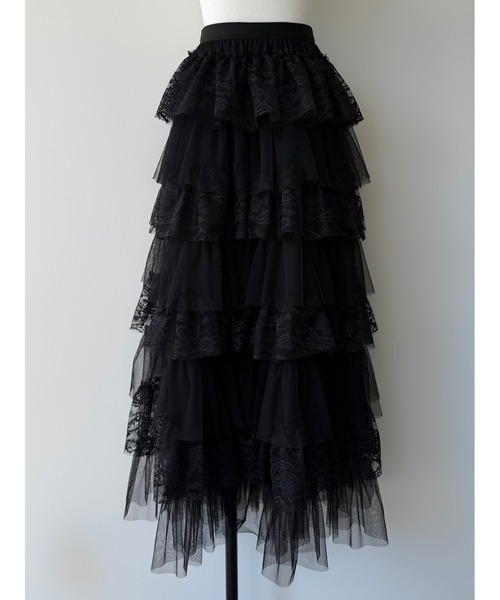 miies miim(ミーエスミーム)の「ruffle lace maxi skirt(スカート・レディース・ブラック・FREE)」の2枚目の写真