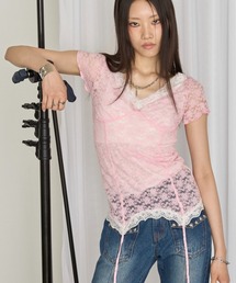 Tシャツ/カットソー（ピンク/桃色系・レース）ファッション通販 - ZOZOTOWN