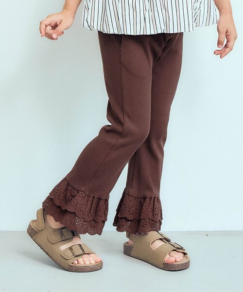 apres les cours（アプレレクール）の「【接触冷感】レースフリルレギンス（その他パンツ・キッズ・ピンク/イエロー/ブラウン/ダークグリーン・110/100/90/80/70/140/130/120）」の2枚目の写真
