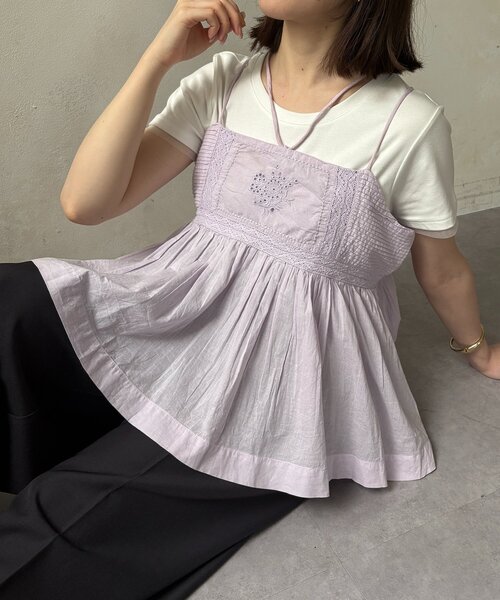 ピンタック刺繍レースキャミ（キャミソール）｜Thevon（ゼボン）の