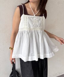 ピンタック刺繍レースキャミ