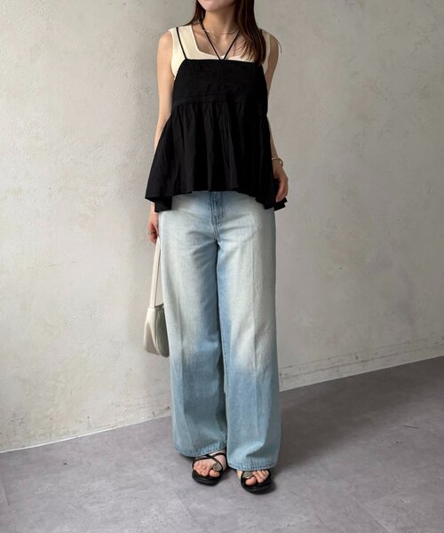 Thevon（ゼボン）の「ピンタック刺繍レースキャミ（キャミソール・レディース・オフホワイト/パープル/ブラック・FREE）」の9枚目の写真