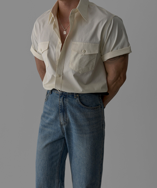 Standard T-Pocket Harf Shirt [Beige] — стандартная футболка с карманом