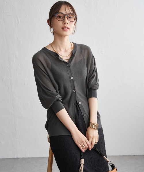 ikka（イッカ）の「前後2WAYクルーネックカーディガン（カーディガン/ボレロ・レディース・ライトグレー/ネイビー/ミント/チャコール・M/L）」の5枚目の写真