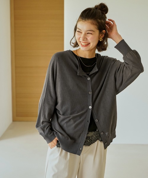 ikka（イッカ）の「前後2WAYクルーネックカーディガン（カーディガン/ボレロ・レディース・ライトグレー/ネイビー/ミント/チャコール・M/L）」の12枚目の写真