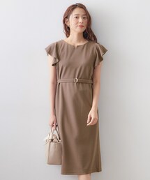 【接触冷感/吸水速乾】キーネックフレアスリーブワンピース《UV/洗濯機OK/ストレッチ》