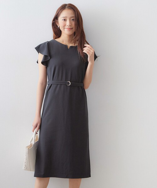 index(インデックス)の「【接触冷感/吸水速乾】キーネックフレアスリーブワンピース《UV/洗濯機OK/ストレッチ》(ワンピース・レディース・ブラック系7/ネイビー/ブルー系5/ブラウン系その他/ベージュ系7/モスグリーン・38/42/40/36)」の16枚目の写真