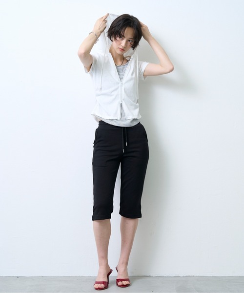NUJOH(ヌゾ)の「Hooded Double Zip Layered Top / フーディーダブルジップレイヤードトップ(パーカー・レディース・アイボリー/グレー・FREE)」の10枚目の写真