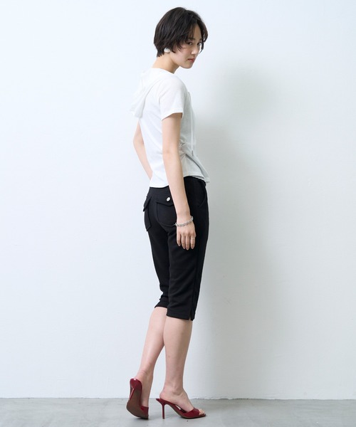 NUJOH(ヌゾ)の「Hooded Double Zip Layered Top / フーディーダブルジップレイヤードトップ(パーカー・レディース・アイボリー/グレー・FREE)」の9枚目の写真