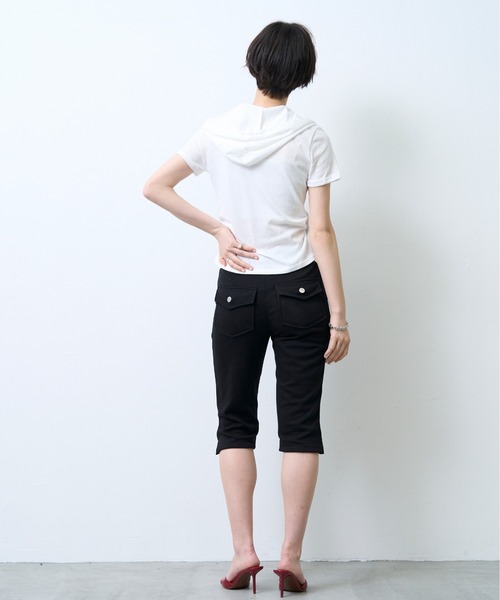 NUJOH(ヌゾ)の「Hooded Double Zip Layered Top / フーディーダブルジップレイヤードトップ(パーカー・レディース・アイボリー/グレー・FREE)」の8枚目の写真