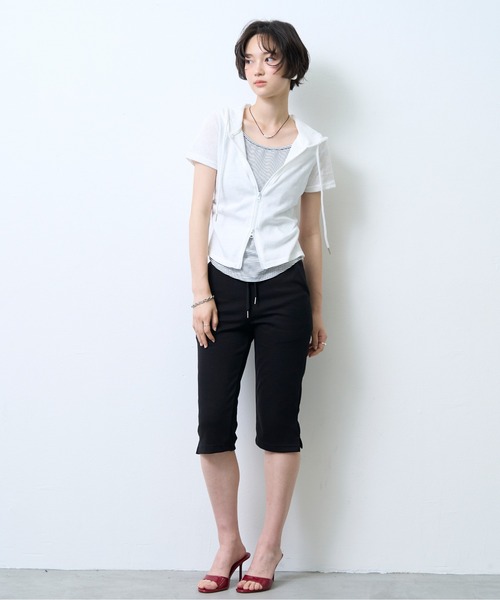 NUJOH(ヌゾ)の「Hooded Double Zip Layered Top / フーディーダブルジップレイヤードトップ(パーカー・レディース・アイボリー/グレー・FREE)」の11枚目の写真