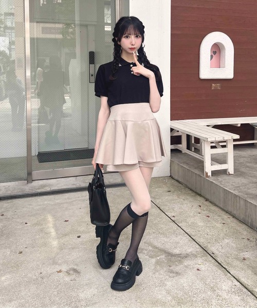 INGNI(イング)の「金ボタン胸ロゴポロトップス(ポロシャツ・レディース・ブラック×ホワイト/ネイビー系/ホワイト×ネイビー/ピンク系7・M)」の15枚目の写真