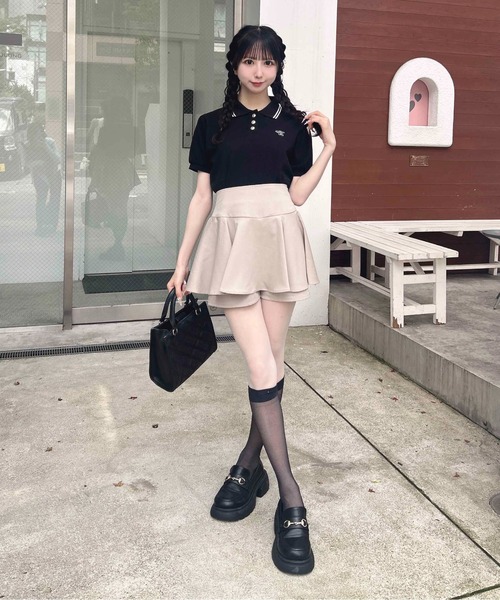 INGNI(イング)の「金ボタン胸ロゴポロトップス(ポロシャツ・レディース・ブラック×ホワイト/ネイビー系/ホワイト×ネイビー/ピンク系7・M)」の16枚目の写真