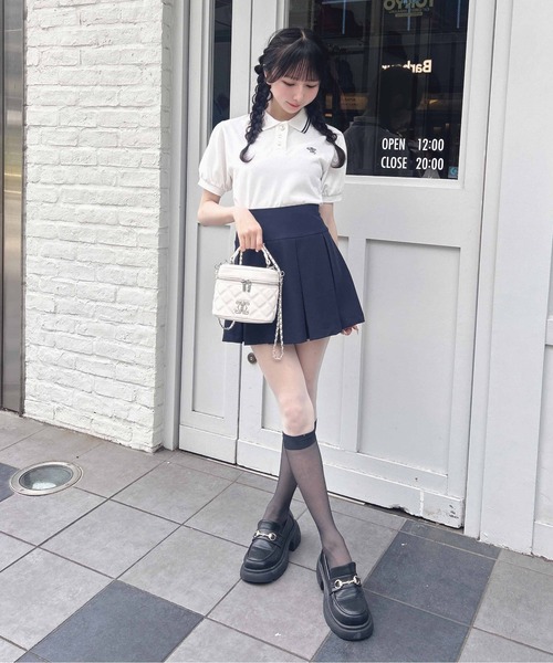 INGNI(イング)の「金ボタン胸ロゴポロトップス(ポロシャツ・レディース・ブラック×ホワイト/ネイビー系/ホワイト×ネイビー/ピンク系7・M)」の10枚目の写真