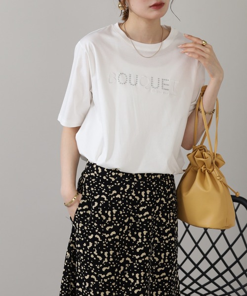 BRODIAEA(ブローディア)の「BRODIAEA ロゴラインストーン半袖Tシャツ(Tシャツ/カットソー・レディース・ピンク/ブラック/オフホワイト・40)」の7枚目の写真