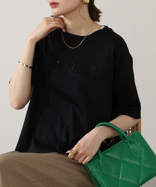 BRODIAEA(ブローディア)の「BRODIAEA ロゴラインストーン半袖Tシャツ(Tシャツ/カットソー・レディース・ピンク/ブラック/オフホワイト・40)」の10枚目の写真