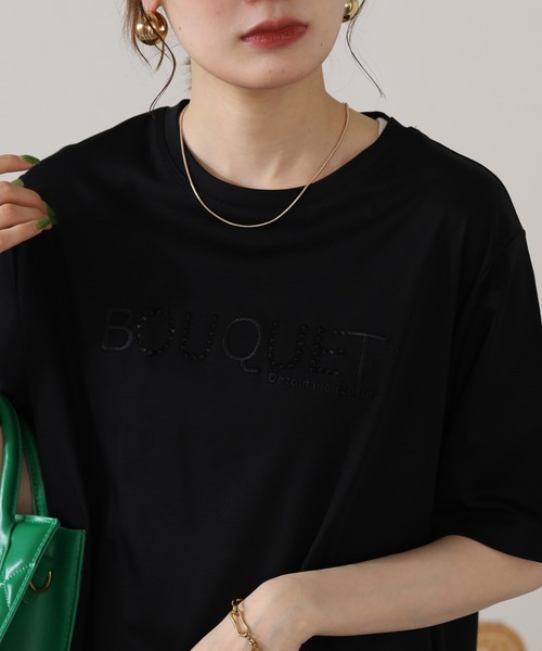 BRODIAEA(ブローディア)の「BRODIAEA ロゴラインストーン半袖Tシャツ(Tシャツ/カットソー・レディース・ピンク/ブラック/オフホワイト・40)」の11枚目の写真