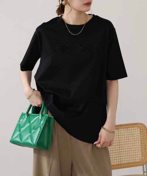 BRODIAEA(ブローディア)の「BRODIAEA ロゴラインストーン半袖Tシャツ(Tシャツ/カットソー・レディース・ピンク/ブラック/オフホワイト・40)」の13枚目の写真