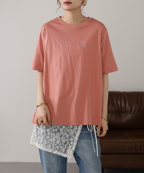 BRODIAEA(ブローディア)の「BRODIAEA ロゴラインストーン半袖Tシャツ(Tシャツ/カットソー・レディース・ピンク/ブラック/オフホワイト・40)」の22枚目の写真