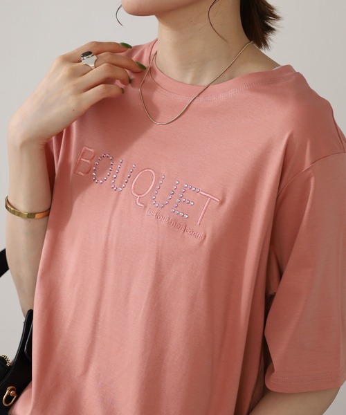 BRODIAEA(ブローディア)の「BRODIAEA ロゴラインストーン半袖Tシャツ(Tシャツ/カットソー・レディース・ピンク/ブラック/オフホワイト・40)」の16枚目の写真