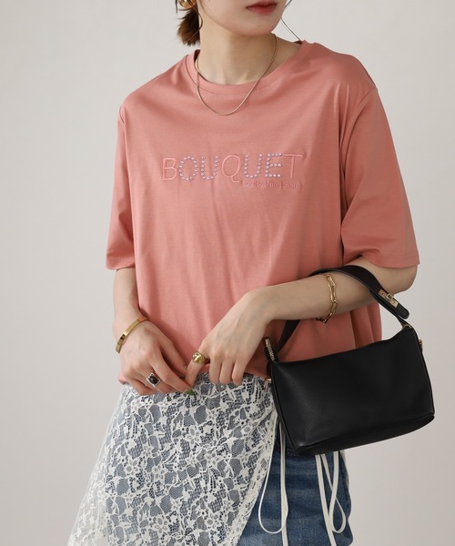 BRODIAEA(ブローディア)の「BRODIAEA ロゴラインストーン半袖Tシャツ(Tシャツ/カットソー・レディース・ピンク/ブラック/オフホワイト・40)」の18枚目の写真