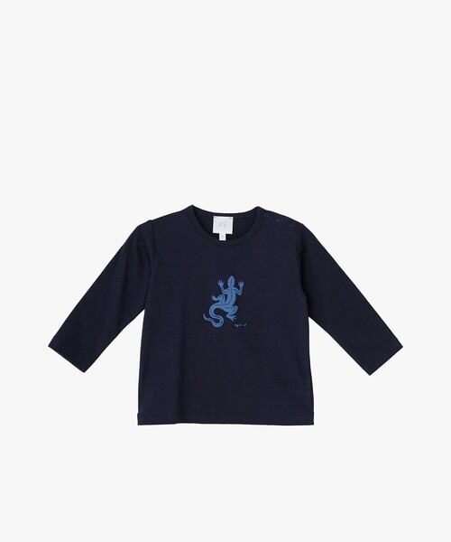 ベビー ロゴ アイコニック プリント コットン 長袖 Tシャツ 