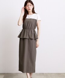 【低身長さんも選べる着丈・洗濯機◎】1枚で旬顔!Tシャツドッキングドロストワンピース