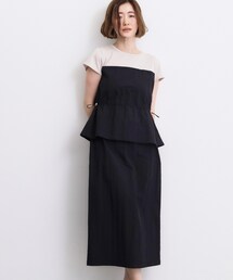 grove | 【低身長さんも選べる着丈・洗濯機◎】1枚で旬顔!Tシャツドッキングドロストワンピース(ワンピース)