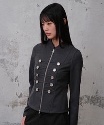 DOUBLE BUTTON NAPOLEON JACKET (CHARCOAL)