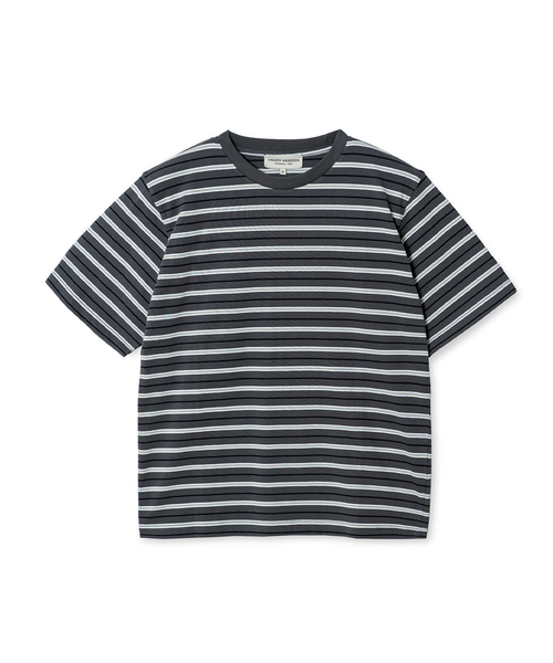 EDINBURGH CLUB(エディンバラクラブ)の「DAILY STRIPED T-SHIRT (GREY)(Tシャツ/カットソー・メンズ・グレー・SMALL/MEDIUM/LARGE)」の1枚目の写真