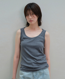 RIBBED SOFT SLEEVELESS (CHARCOAL)