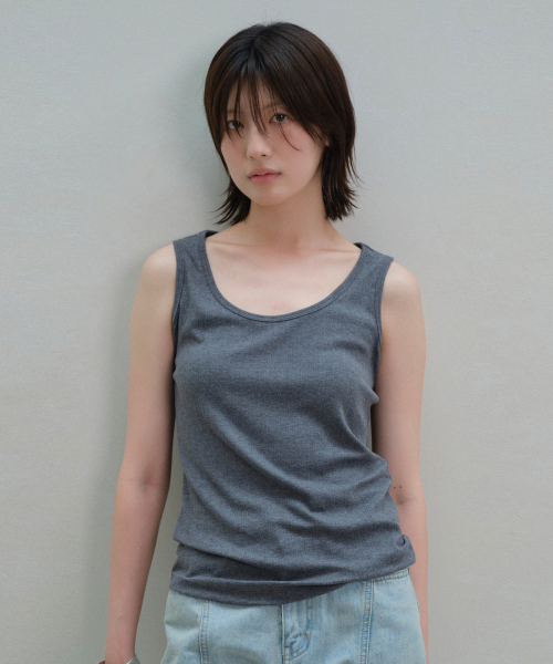 DIVEIN WOMEN(ダイブイン ウーマン)の「RIBBED SOFT SLEEVELESS (CHARCOAL)(Tシャツ/カットソー・レディース・その他・1/2)」の1枚目の写真