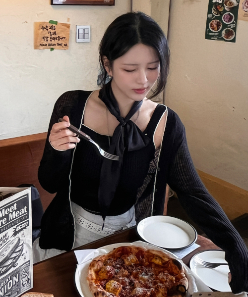 MIND BRIDGE WOMEN（マインドブリッジウーマン）の「[W]配色スリーブレスカーディガンセット（カーディガン/ボレロ・レディース・グレー/ピンク・55/66）」の5枚目の写真
