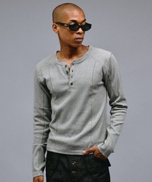 ANDER HUNK（アンダーハンク）の「Slim Fit Rib Henry neck LS T-shirt/スリムフィットリブヘンリーネックロングスリーブTシャツ（Tシャツ/カットソー）」