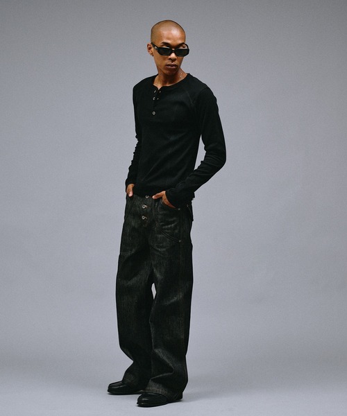 ANDER HUNK(アンダーハンク)の「Slim Fit Rib Henry neck LS T-shirt/スリムフィットリブヘンリーネックロングスリーブTシャツ(Tシャツ/カットソー・メンズ・ライトグレー/ブラック・LARGE/MEDIUM/SMALL)」の8枚目の写真