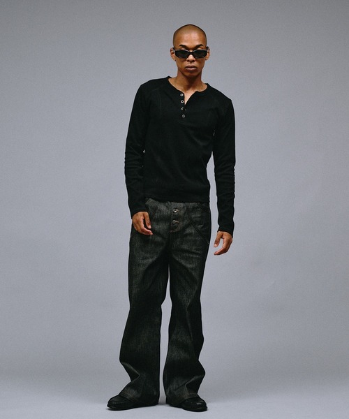 ANDER HUNK(アンダーハンク)の「Slim Fit Rib Henry neck LS T-shirt/スリムフィットリブヘンリーネックロングスリーブTシャツ(Tシャツ/カットソー・メンズ・ライトグレー/ブラック・LARGE/MEDIUM/SMALL)」の10枚目の写真