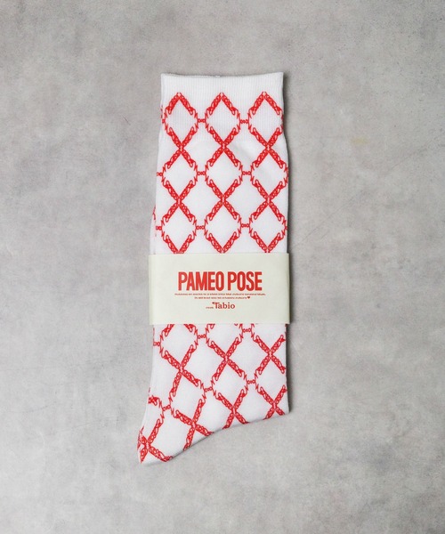 PAMEO POSE(パメオポーズ)の「●PAMEO POSE●チェーン柄ソックス(ソックス/靴下・レディース・レッド・FREE)」の1枚目の写真