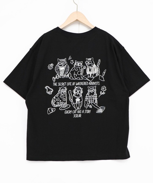 ScoLar（スカラー）の「ScoLar(スカラー) おしゃれネコ柄 接触冷感Tシャツ（Tシャツ/カットソー・レディース・パープル/オフホワイト/ブラック/ブラウン・MEDIUM）」の16枚目の写真