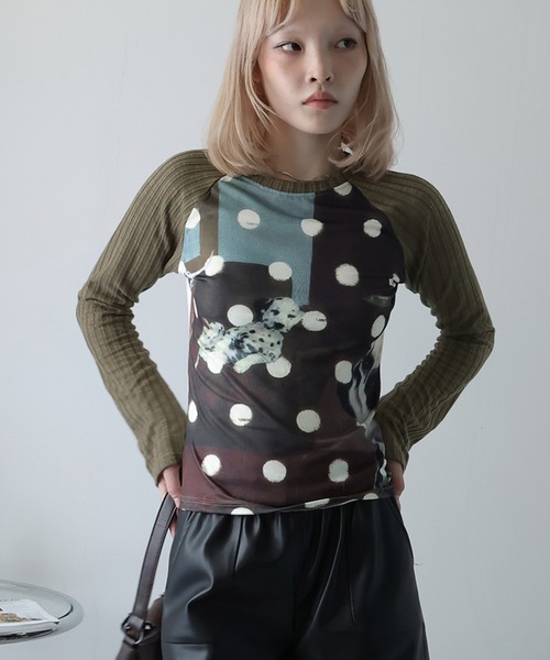 Ulysses(ユリシス)の「ラグランドッグプリントカットソー(Tシャツ/カットソー・レディース・ブラウン・F)」の9枚目の写真