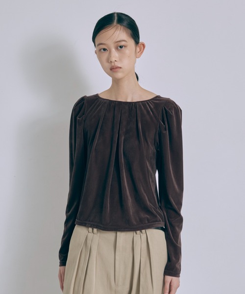EN NEUME(エンノイム)の「2Way Sheer Velour Puff tops(カーディガン/ボレロ・レディース・アイボリー/ブラウン・FREE)」の14枚目の写真