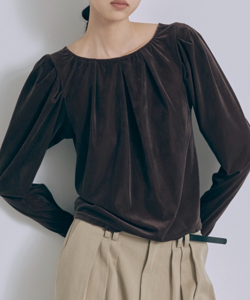 EN NEUME(エンノイム)の「2Way Sheer Velour Puff tops(カーディガン/ボレロ・レディース・アイボリー/ブラウン・FREE)」の11枚目の写真