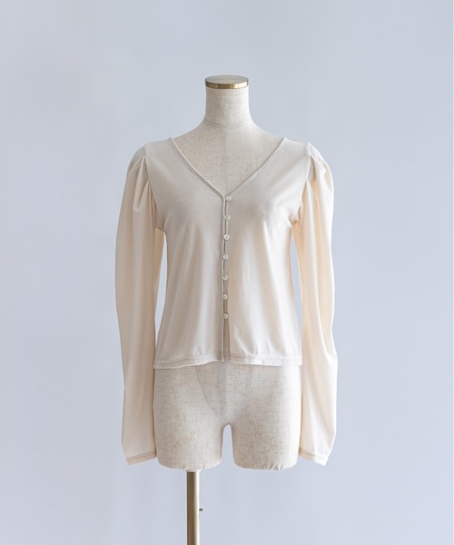 EN NEUME(エンノイム)の「2Way Sheer Velour Puff tops(カーディガン/ボレロ・レディース・アイボリー/ブラウン・FREE)」の15枚目の写真