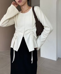 CAPRICIEUX LE'MAGE | 【新色/エクリュ・ブラウン】ドロストリブTシャツ(Tシャツ/カットソー)