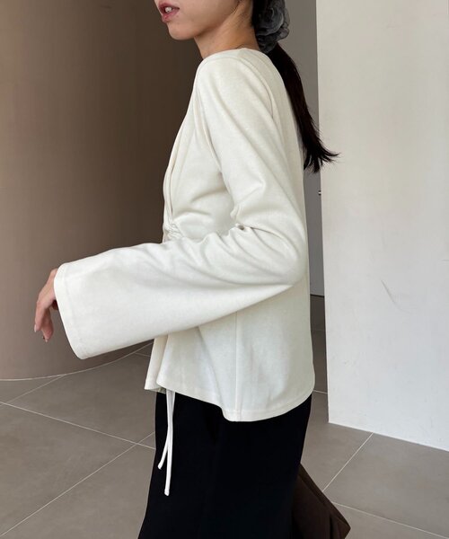 CAPRICIEUX LE'MAGE(カプリシューレマージュ)の「【新色/エクリュ・ブラウン】ドロストリブTシャツ(Tシャツ/カットソー・レディース・ベージュ/ブラック/グレー/ブラウン/ホワイト系その他・FREE)」の11枚目の写真