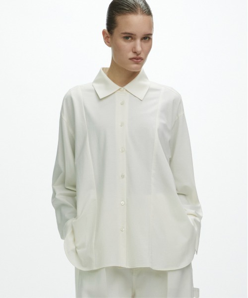 CITY TOKYO(シティトウキョウ)の「【CITY TOKYO/シティートウキョウ】KANEMASA Silk Shirt/カシミヤシルクシャツ(シャツ/ブラウス・レディース・ホワイト/ダークグレー/ブルー・FREE)」の2枚目の写真