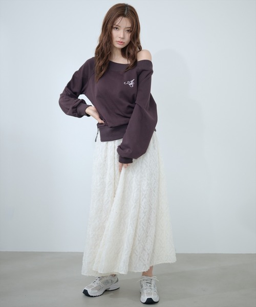 AND COUTURE（アンドクチュール）の「サイドジップオフショルスウェットプルオーバー（Tシャツ/カットソー・レディース・ネイビー/ピンク/ブラウン/グレー・FREE）」の17枚目の写真