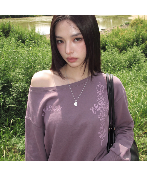 GRAVER（グレーバー）の「[WOMAN]G SIM ワンショルダー スウェット_3color（Tシャツ/カットソー・レディース・ブラック/パープル/グレー・FREE）」の3枚目の写真