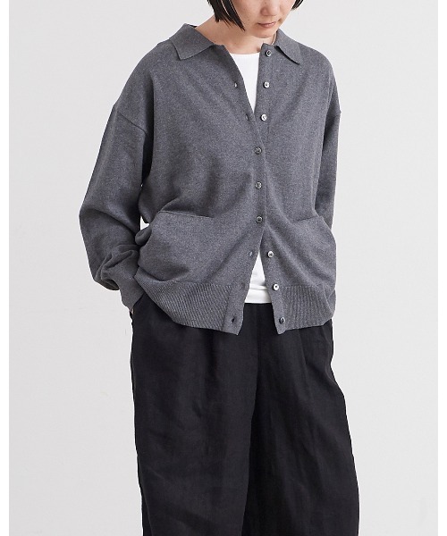 HEAVENLY(ヘブンリー)の「【 HEAVENLY / ヘブンリー 】 Cotton Cashmere Collared Knit Cardigan / コットン カシミヤ カラード ニット カーディガン 2648174 DLI(ニット/セーター・レディース・ブラック/ブラウン/グレー・FREE)」の1枚目の写真